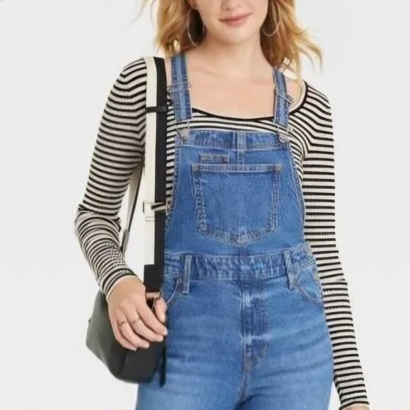 NWT Universal Thread medium wash denim skinny Casual overalls Western Pockets 0 - Picture 1 of 6